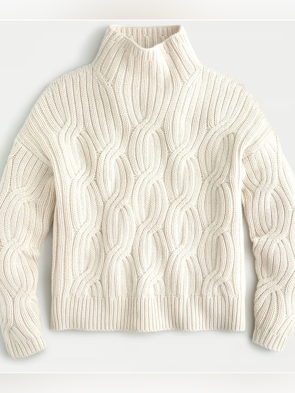 J. Crew Collection 100% Cashmere Cream Cable Knit Chunky‎ Turtleneck Sweater